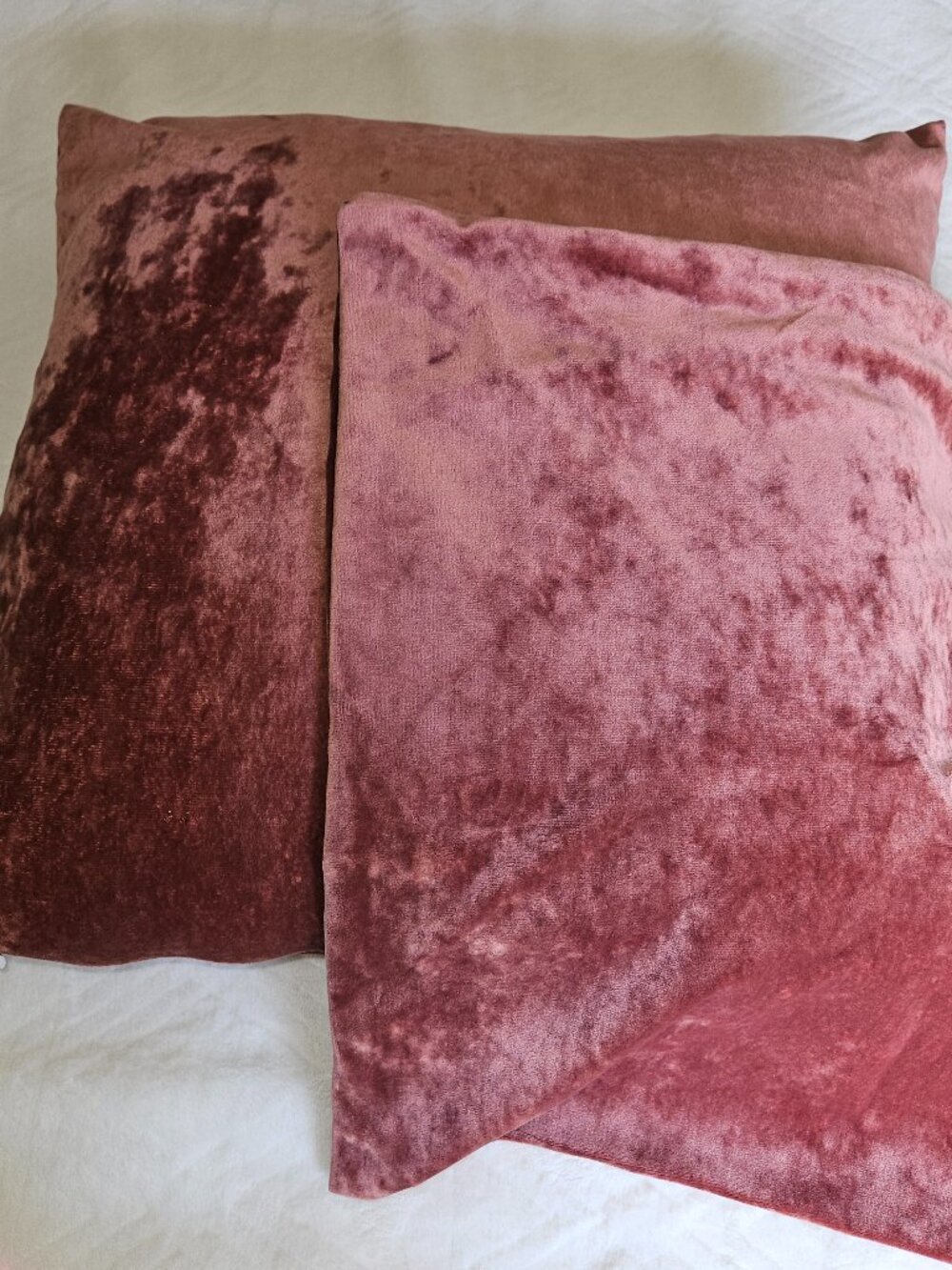 Velvet Pillow Zippered Covers, 14" x 14", in Dusky Rose, set of 2